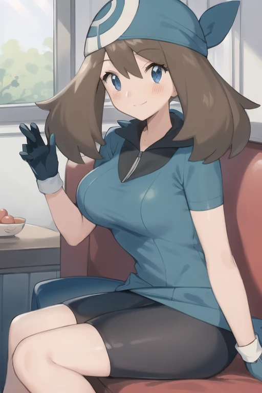{{{{masterpiece}}}}}, {{{{best quality}}}}, {{high resolution illustration}}, {{highres}}, {{{intricate details}}}, {{{extremely delicate illustration}}}, {{{ultra detailed}}}, {/(large breasts), 1girl, pokemon_\(game\), (may_\(pokemon\):1.2), smile, blue bandana, blue t-shirt, (Black cyclist shorts), white gloves, black fingers, sitting on a couch, <lora:mayPokemon_v10:0.75> sugimori ken \(style\), Maypokemon, <lora:pokemonLoraKenSugimori_2:0.1>