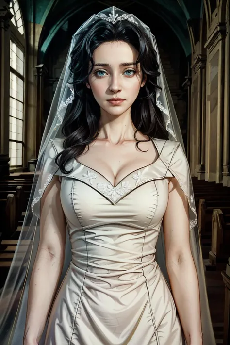 (masterpiece, best quality:1.3)
<lora:epi_noiseoffset2:1> <lora:add_detail:0.7>  <lora:WolfSnowWhite:0.8>
WolfSnowWhite, 1girl, solo, wearing a wedding dress, bridal veil, inside a church eva green, fantasy, by Alphonse Mucha, by artgerm, rule of thirds, super detailed, 8k