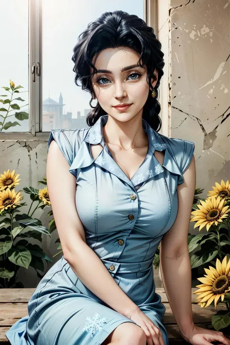 (masterpiece, best quality:1.3)
<lora:epi_noiseoffset2:1> <lora:add_detail:0.7> <lora:WolfSnowWhite:0.8>
WolfSnowWhite, 1girl, solo, sitting in a sunflower field, smiling, sunlight, flower dress, detailed face, portrait, headshot, in style of Alphonse Mucha, Artgerm, WLOP