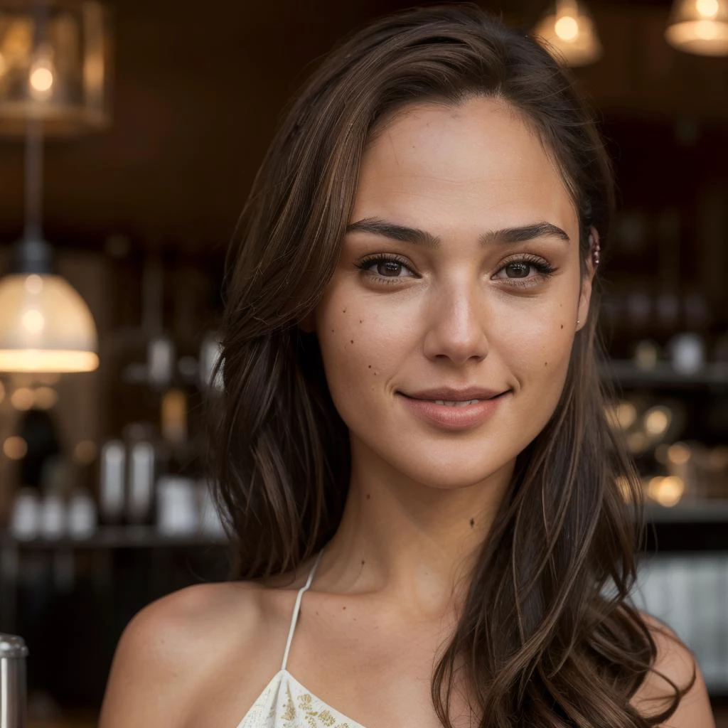 <lora:Gal_Gadot:1> g4lg, looking at viewer, light smile, coffee shop, (best quality:1.35), (masterpiece:1.45), (detailed:1.15), (realistic:1.2), cinematic light, side lighting, lightroom, cinematic, HDR, RAW, 8K, photo-realistic, detailed hair texture, detailed skin texture, F 2.8. 85mm,