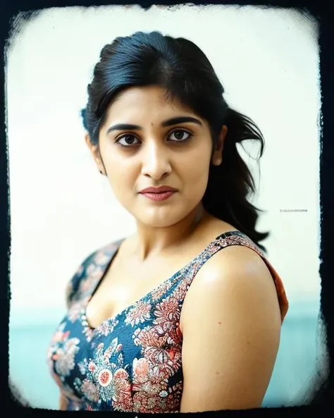 NivethaThomas, photograph, behance, Manic, aerial shot of a stocky Mediterranean Woman, Ultra Real, Embarrassing, Ukiyo-E, Indirect light, film grain, Canon R5, Selective focus,  <lora:NivethaThomasSD1.5:1>
