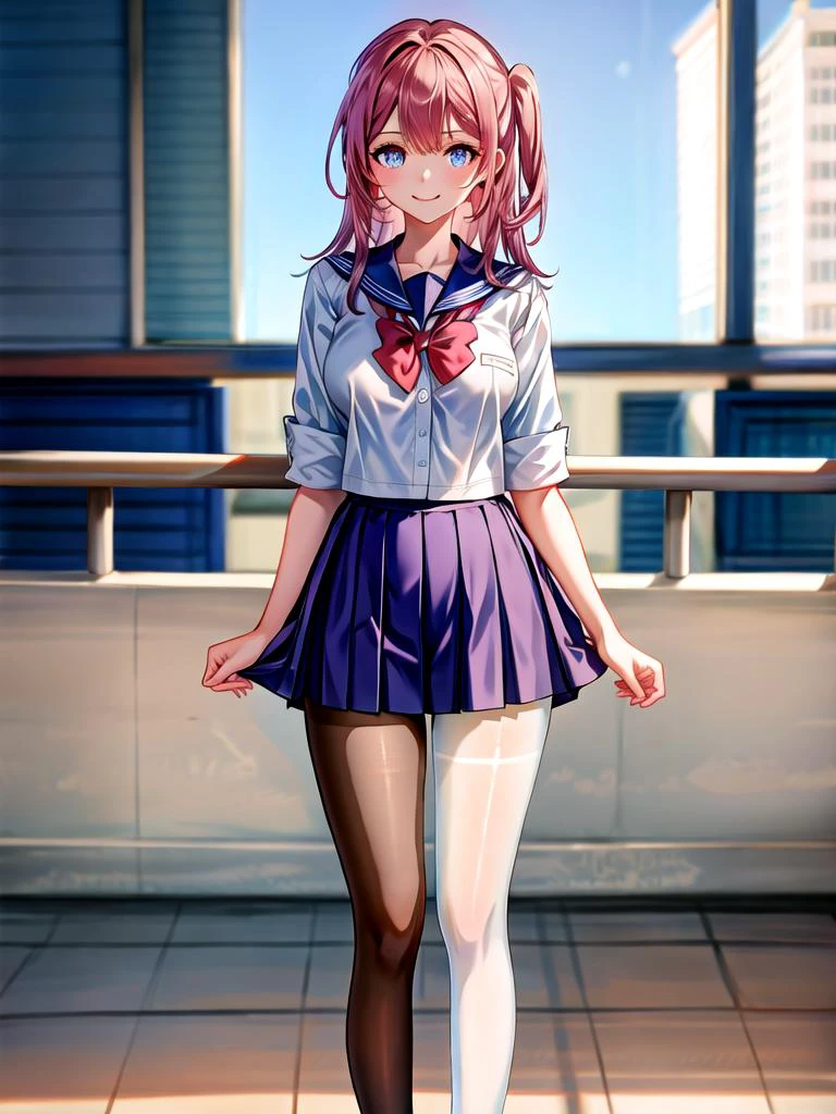 <lora:Char-HonkaiSR-Asta-v3:1>, 1girl, asta, solo, depth of field, masterpiece,
looking at viewer, smile, beautiful legs, standing, pantyhose,
<lora:add_detail:0.8>,
<lora:School Uniform By Stable Yogi:0.5>, white shirt, blue micro skirt, school uniform,
<lora:clothing details_v1.2_1_AD:0.5>,