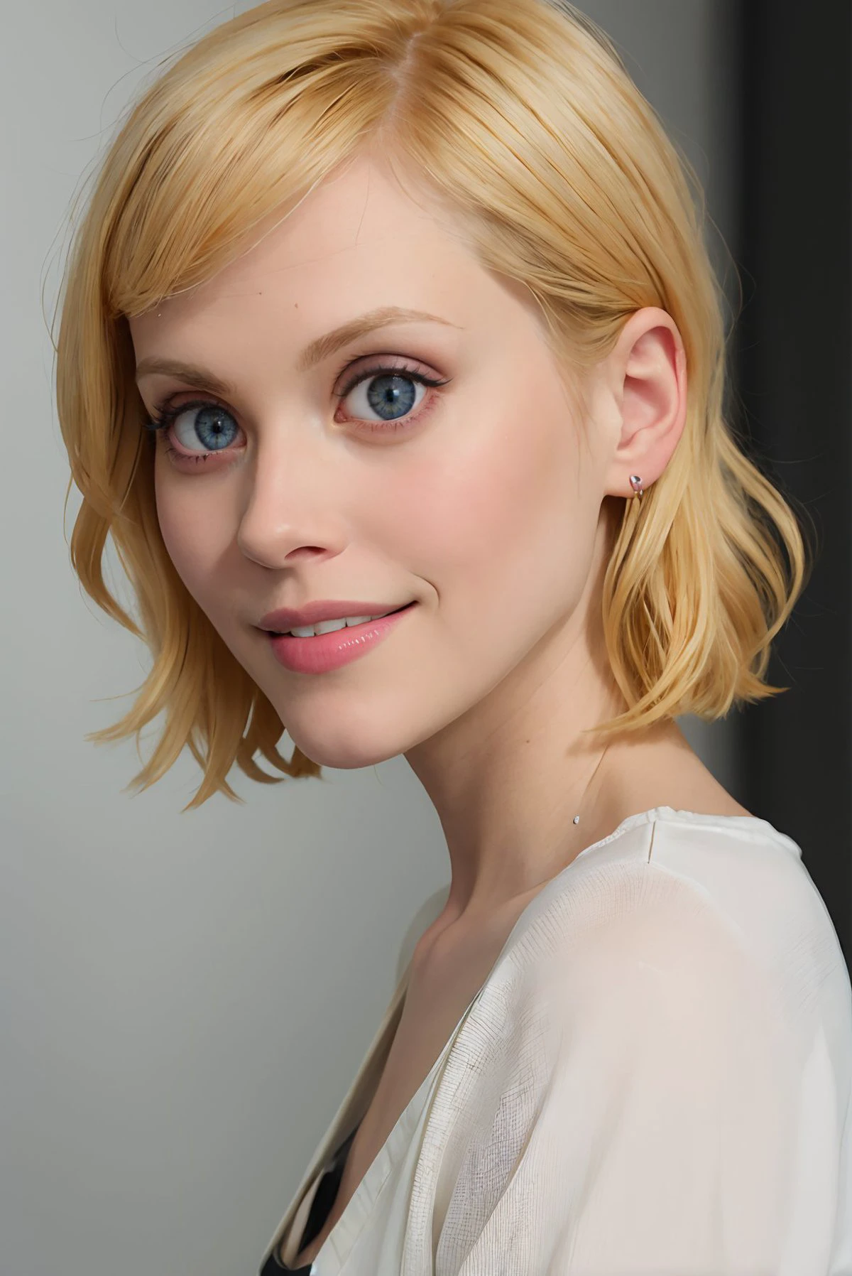 high quality image of <lora:janetvarney_v2:1> janetvarney (bangs:1.2) <lora:Carwash-08:0.8> blond hair blue eyes