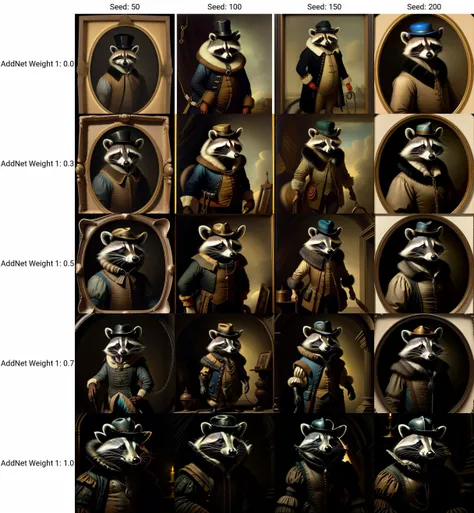 a raccoon dressed in a costume and a hat with a chain around its neck and collar, standing in a dark room, David Teniers III, regal, a character portrait, furry art