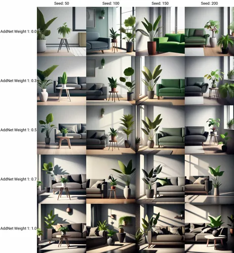 a living room with a couch and a plant in a vase on the table next to the couch is a stool with a plant in it, Christian Hilfgott Brand, vray render, a 3D render, postminimalism
