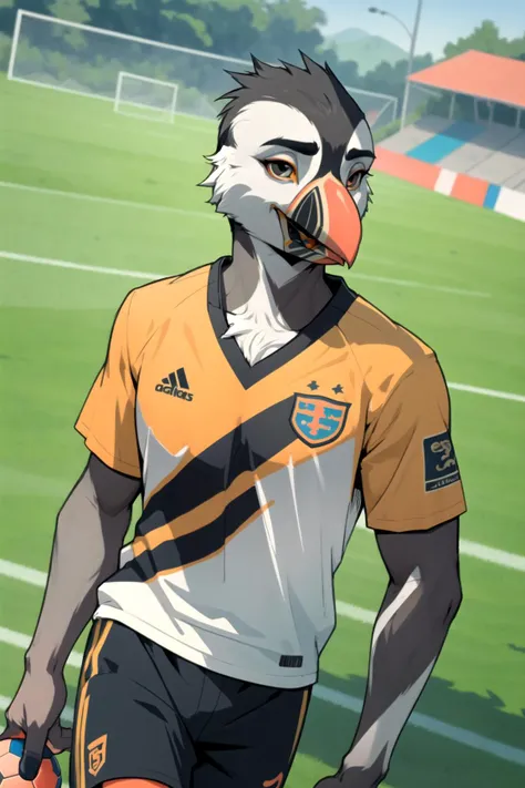 Furry Fox McCloud, soccer jersey, navel