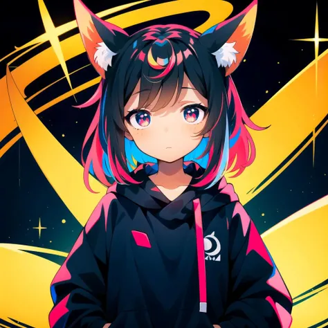 (masterpiece, best quality, high quality, highres, ultra-detailed), 1girl, solo, <lora:uenomigitest:1>, black hair, multicolored background,