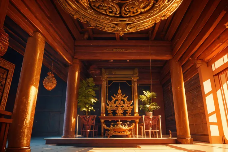 masterpiece,ultra realistic,32k,extremely detailed CG unity 8k wallpaper, best quality, Vietnam temple, (indoor temple:1.2), <lora:Dinhlang2:0.5>, wide shot
