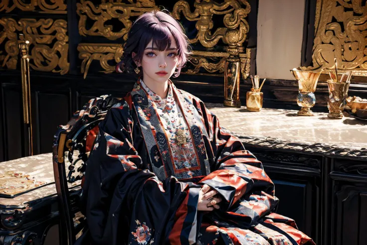 realistic,( photo-realistic), ultra hires, (masterpiece, top quality, best quality, official art, beautiful and aesthetic, raw photo:1.4),(high detailed skin:1.2), ultra realistic, 32k,
BREAK
<lora:Vietnamese_village_communal_house_2:0.7>, Vietnam temple, dinhlang, (temple indoor:1.2), wide shot,
1girl, <lora:Kafka_v26:0.9>,kafka, purple eyes, purple hair, eyewear on head, sunglasses, narrow waist, dynamic pose, dynamic angle,
BREAK
<lora:Nhatbinh-000004:0.7>,