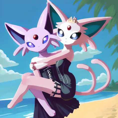 espeon, Beautiful Art Style, 1girl, corset dress, twisted, summer, princess carry, <lora:furryEeveelutionLora_v2:0.8>, Capoo, <lora:Capoo:0.8>,
