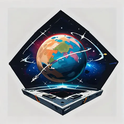 hx, outer space, stars, the Earth <lora:hexagon_composition_pony_06:0.8>