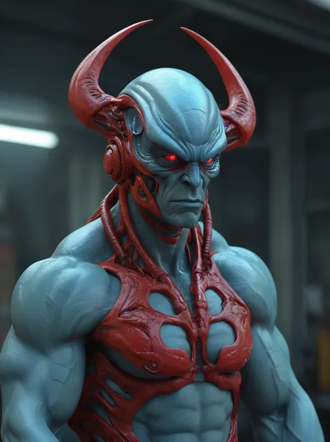 3D octane render of a solid thick super muscly male alien portrait,  translucent red helmet,  pale blue skin,  ultra realistic,  intricate details,  looper artifacts,  half cyborg,  highly detailed by peter mohrbacher,  allen williams,  hajime sorayama,  wayne barlowe,  boris vallejo,  aaron horkey,  gaston bussiere