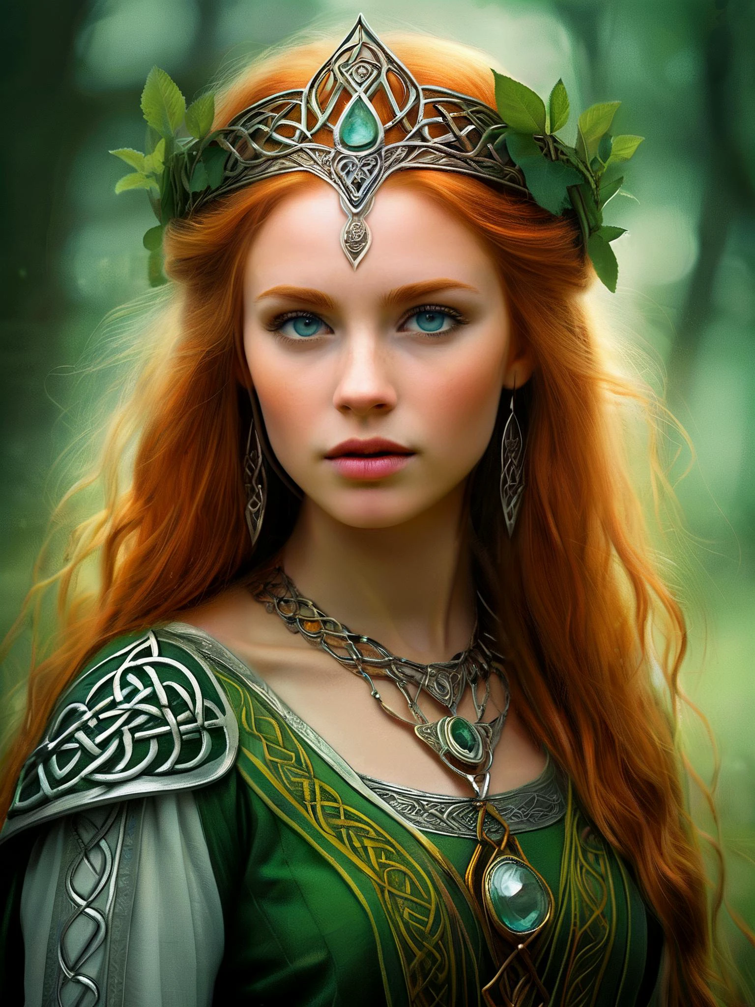 A mesmerizing photo of a Celtic princess, sharp detail, highly detailed,
Fantasy style, fantasy dreamlike art,