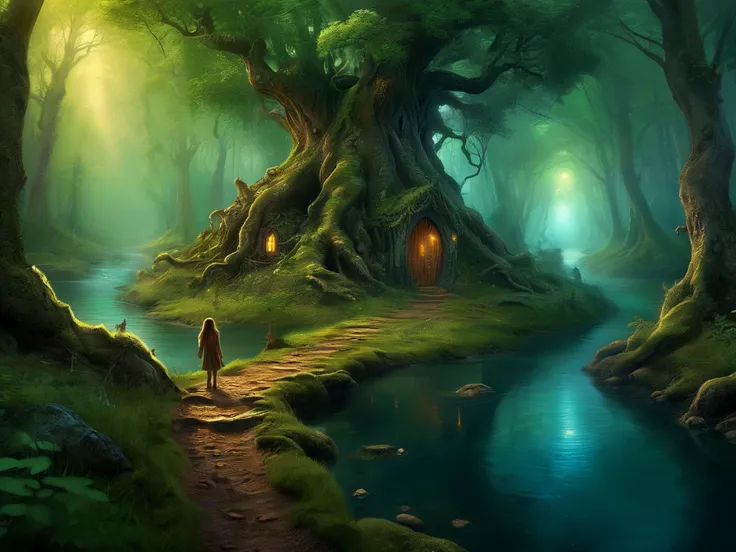 masterpiece, top quality, best quality, Octane render, 3D octane render, highest detailed, highly realistic detail,
In a secret corner of the world, reached only by hidden paths through ancient forests, the Fae people of the old Celtic world live. Their world is mystical and magical, mysterious and beautiful. Their homes are part of the world in which they live. You will find these people in the forest if you look carefully.
But be warned. Do not enter their realm art night, for there are peculiar forces at work that may change you forever. These people are not like us. Do not be mesmerized by their beauty. They will capture you with their beguiling looks. They may keep you there forever.
fantasy style, dreamlike fantasy art, vibrant colors,
airbrush painting,
