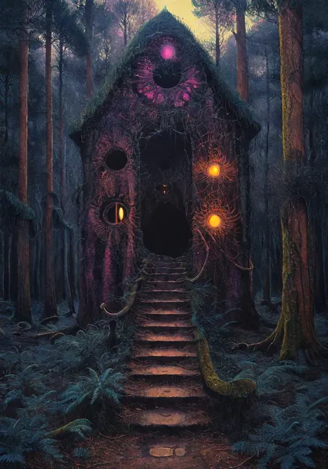 in the forest there is an unattached doorway through which you can see a staircase leading nowhere. unknown, psychedelic, b3ks1n, fenliexl, High Resolution, detailxl