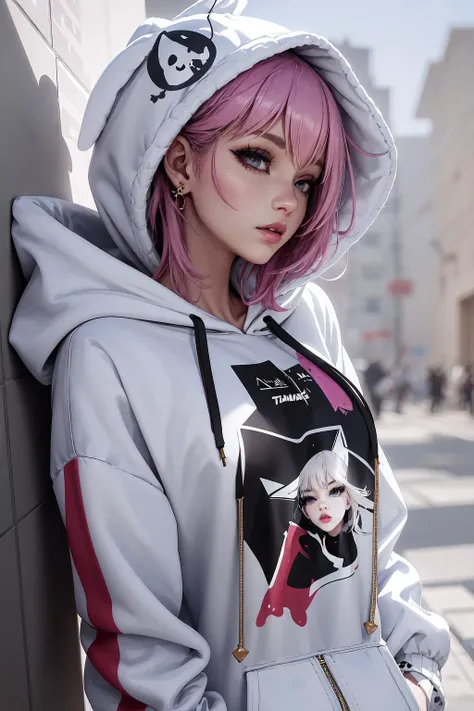 Highly detailed, High Quality, Masterpiece, beautiful, 1girl, solo, NyatashaNyanners, <lora:Char_VTuber_Nyanners:1>, hoodie, edgTM, wearing edgTM_style fashion, eccentric clothing, <lora:Outfit_Mugler:1>, hood up, jewelry,