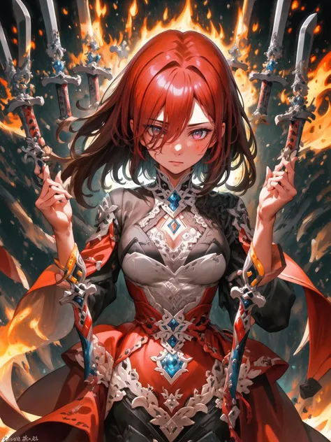 masterpiece, best quality,1girl,upper body,head down,eyes up,ink splash,magical fire rain,
wanjian,weapon,(glowing weapon)
<lora:wanjian01:0.9:MIDD>