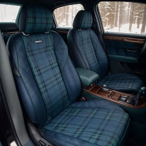 blue-green-plaid car interior upholstery, epiCPhoto, <lora:bgp_v1:1>