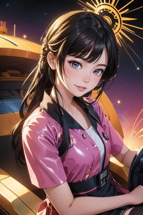1girl, dramatic Cycles render, behance, two shot angle of a Stimulating Smiling Asian ([Factory|Nuclear submarine]:1.3) , it is made from Space-time continuum, it has intricate details, plain [Intensive|Bizarre] background, lush flower field and garden, Stars in the sky, Wide view, (messy art by Bordalo II:0.8) , Simple and clean, Joyful, intricate details, Glitch Art, Sun Rays, Selective focus, psychedelic colors, glitter texture, full of Colorful, unreal engine, extremely beautiful, ordinary