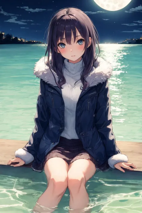 (masterpiece, best quality),1girl,fur jacket,blue theme
sitting in water,moonlight <lora:SilvermoonMix03:1>
