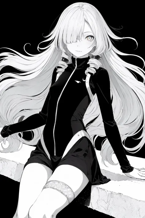 (flat color:1.4), cinematic light, (finely detailed face and beautiful eyes), colored background>, (Face_to_below_knee:1.3), (floating:1.2), seethrough bodysuit, cockpit, (bright_face:1.2), cowboy_boots, (hair over one eye:1.2), absurdly long, drill_hair, wavy_hair, (streaked hair:1.3), (Chocolate eyes:1.3), bag, BREAK, <sonnocopy, high resolution illustration, (masterpiece:1.5), (best quality:1.2), limited palette, coloful, high contrast, (pretty face:1.2), detailed splash, multicolored>, girl, <lora:SilvermoonMix03_2:1>