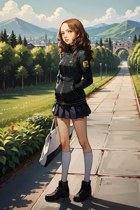 ((masterpiece, best quality))
<lora:Persona4AiEbihara:0.8>
Persona4AiEbihara, 1girl, solo, brown hair, brown eyes, standing in front of a picturesque landscape, full body, with arms folded