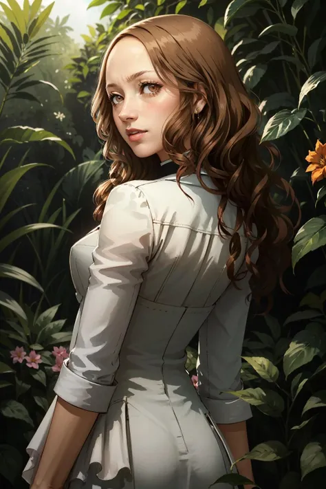 ((masterpiece, best quality))
<lora:Persona4AiEbihara:0.8>
Persona4AiEbihara, 1girl, solo, brown hair, brown eyes, in a lush jungle with vibrant flowers, from behind, looking back