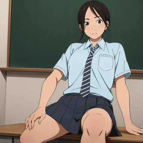 nodokamanabe, nodoka manabe, short hair, brown hair, (brown eyes:1.5), glasses, semi-rimless eyewear, red-framed eyewear, under-rim eyewear,
BREAK sakuragaoka high, full body, nude body, small breasts, tiny hips, pussy, sitting on desk, pussy juice, spread legs
BREAK indoors, classroom,
BREAK looking at viewer,