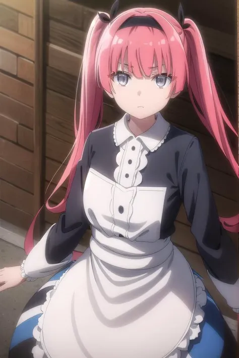 detectivealicia, <lora:detective alicia s1-lora-nochekaiser:1>,
alicia, bangs, long hair, twintails, very long hair, (grey eyes:1.3), pink hair, red hair, multicolored hair, hairband, gradient hair, black hairband,
BREAK long sleeves, dress, pantyhose, shoes, striped, black footwear, apron, blue dress, striped pantyhose,
BREAK outdoors,
BREAK looking at viewer, dynamic pose,
BREAK <lyco:GoodHands-beta2:1>, (masterpiece:1.2), best quality, high resolution, unity 8k wallpaper, (illustration:0.8), (beautiful detailed eyes:1.6), extremely detailed face, perfect lighting, extremely detailed CG, (perfect hands, perfect anatomy),