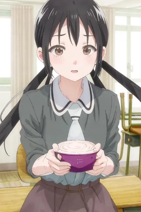 best quality, masterpiece, highres, solo, {hanako_honda_asobiasobase:1.15}, black_hair, long_hair, twintails, brown_eyes, necktie