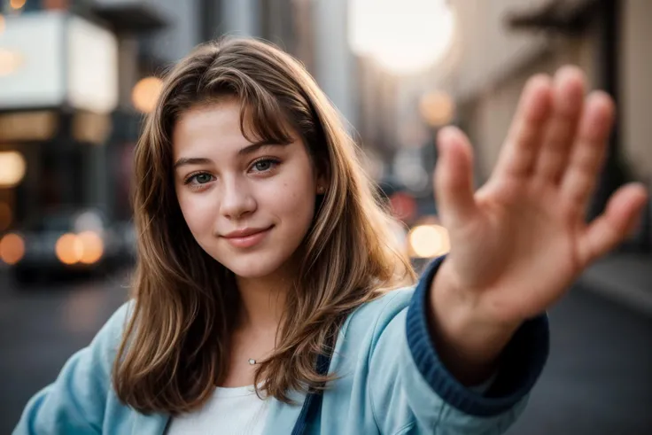 1980s,photo of a 18 year old girl,high five,happy,ray tracing,detail shadow,shot on Fujifilm X-T4,85mm f1.2,sharp focus,depth of field,blurry background,bokeh,lens flare,motion blur,<lora:add_detail:1>,