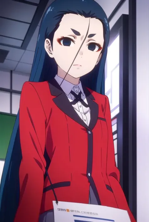 miyoinbami, <lora:miyo inbami s2-lora-nochekaiser:1>,
miyo inbami, long hair, black hair, (black eyes:1.5), makeup, (forehead:1.2),
BREAK skirt, shirt, school uniform, jacket, white shirt, pleated skirt, collared shirt, black skirt, blazer, (red jacket:1.5),
BREAK indoors, classroom,
BREAK looking at viewer, (cowboy shot:1.5),
BREAK <lyco:GoodHands-beta2:1>, (masterpiece:1.2), best quality, high resolution, unity 8k wallpaper, (illustration:0.8), (beautiful detailed eyes:1.6), extremely detailed face, perfect lighting, extremely detailed CG, (perfect hands, perfect anatomy),