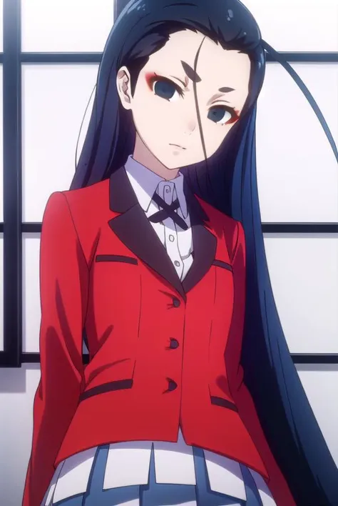 miyoinbami, <lora:miyo inbami s2-lora-nochekaiser:1>,
miyo inbami, long hair, black hair, (black eyes:1.5), makeup, (forehead:1.2),
BREAK skirt, shirt, school uniform, jacket, white shirt, pleated skirt, collared shirt, black skirt, blazer, (red jacket:1.5),
BREAK indoors, classroom,
BREAK looking at viewer, (cowboy shot:1.5),
BREAK <lyco:GoodHands-beta2:1>, (masterpiece:1.2), best quality, high resolution, unity 8k wallpaper, (illustration:0.8), (beautiful detailed eyes:1.6), extremely detailed face, perfect lighting, extremely detailed CG, (perfect hands, perfect anatomy),