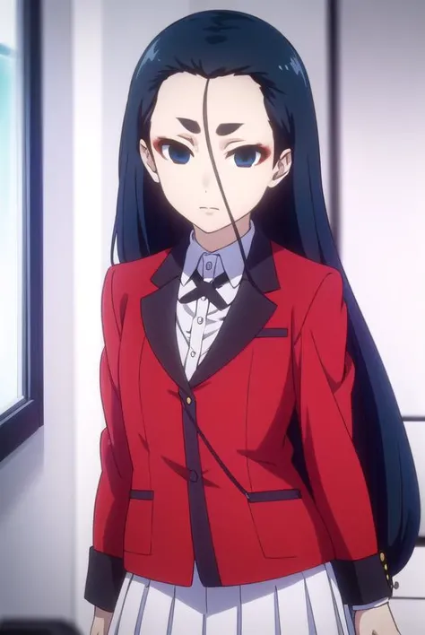 miyoinbami, <lora:miyo inbami s2-lora-nochekaiser:1>,
miyo inbami, long hair, black hair, (black eyes:1.5), makeup, (forehead:1.2),
BREAK skirt, shirt, school uniform, jacket, white shirt, pleated skirt, collared shirt, black skirt, blazer, (red jacket:1.5),
BREAK indoors, classroom,
BREAK looking at viewer, (cowboy shot:1.5),
BREAK <lyco:GoodHands-beta2:1>, (masterpiece:1.2), best quality, high resolution, unity 8k wallpaper, (illustration:0.8), (beautiful detailed eyes:1.6), extremely detailed face, perfect lighting, extremely detailed CG, (perfect hands, perfect anatomy),