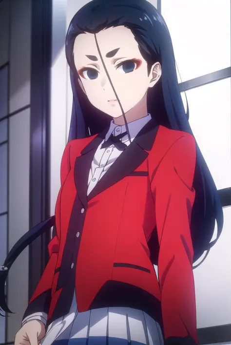 miyoinbami, <lora:miyo inbami s2-lora-nochekaiser:1>,
miyo inbami, long hair, black hair, (black eyes:1.5), makeup, (forehead:1.2),
BREAK skirt, shirt, school uniform, jacket, white shirt, pleated skirt, collared shirt, black skirt, blazer, (red jacket:1.5),
BREAK indoors, classroom,
BREAK looking at viewer, (cowboy shot:1.5),
BREAK <lyco:GoodHands-beta2:1>, (masterpiece:1.2), best quality, high resolution, unity 8k wallpaper, (illustration:0.8), (beautiful detailed eyes:1.6), extremely detailed face, perfect lighting, extremely detailed CG, (perfect hands, perfect anatomy),