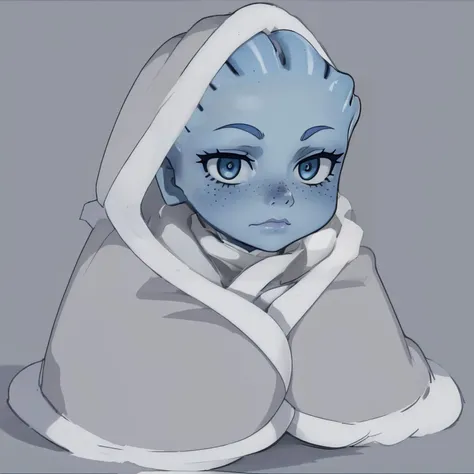 (masterpiece, best quality), LiaraTsoni, colored skin, blue skin, blue eyes, freckles, <lora:LiaraTsoni_V2-Manityro-Dadapt:1.0>, cozyblanket, chibi, simple background, <lora:cozyblanket-nvwls-v1:1>,