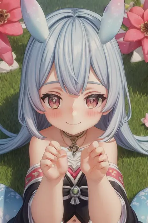 (masterpiece), (best quality), (detailed background, best lighting), ultra-detailed, highly detailed, (((blush))), shy, solo, (happy), (smile), pov navel, barefoot, , <lora:add_detail:0.8>,
<BRAKE>
lying on the grass, (colorful flowers), shadow, sunlight, warm, side lighting,
<BRAKE>
black dress, short sleeve, (off shoulder dress),
(mels), <lora:0_GI_Mels_All_In_One_Rev_SD15_00_002:1>