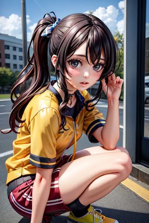 <lora:add_detail:0.6>, <lora:LowRA:0.20>, masterpiece, best quality, <lora:ruka:0.50>,ruka, realistic, (teased ponytail:0.5), (hair color color yellow rose:0.5), confused, (wearing a sporty outfit:1.1), (Hopping on one foot:0.5)