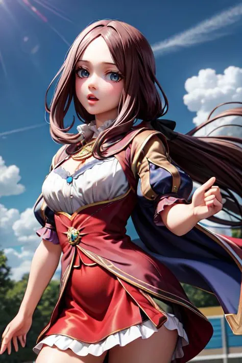 <lora:add_detail:0.6>, <lora:LowRA:0.20>, masterpiece, best quality, <lora:davinci:0.50>,davinci, realistic, (wrapped ponytail:0.5), (hair color color zinnwaldite brown:0.5), surprised, (wearing a glam outfit:1.1), (Dancing with both arms extended:0.5)