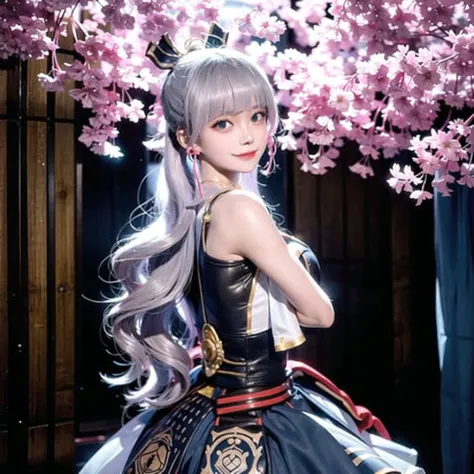 <lora:kamisatoAyakaLora_v01:1>1girl,herry blossoms, 1girl, tree, solo, aurora, fireworks, long_hair, fireflies, light_particles, pine_tree, snowflake_background, milky_way, aerial_fireworks, headdress, arms behind body, blue_eyes, smile, face focus,photorealistic:1.4 <lora:koreanDollLikeness_v15:1> detailed face,detailed eyes,shiny skin,full body,close up,looking viewers,Naked