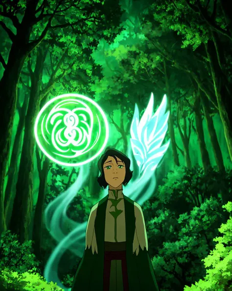 spirit, Forrest spirit, looking at the viewer, greenery, magical, majestic, no humans, the legend of korra, dark Forrest, dim light, masterpiece, ultra detailed, high quality ,<lora:the_legend_of_korra_v2_offset:0.7>