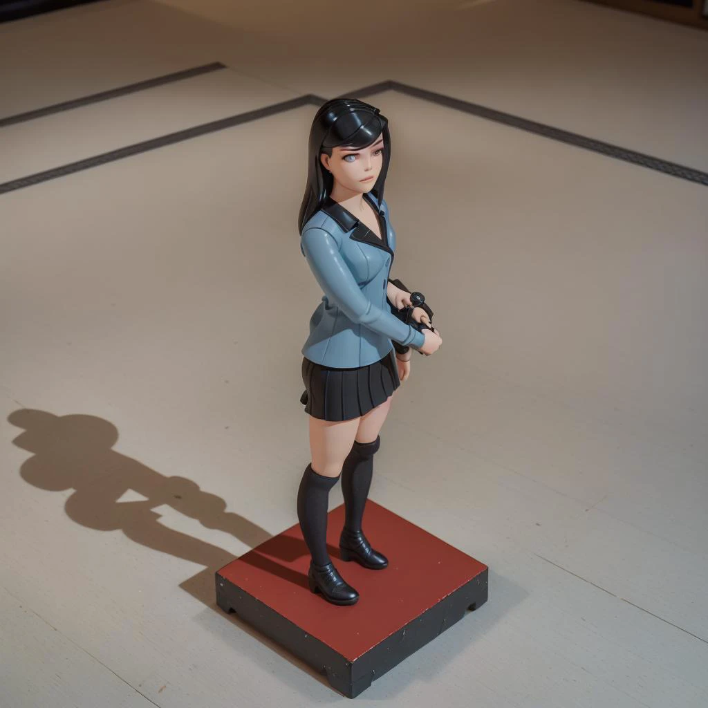 good quality, best quality, refined,
<lora:LoisLane 100:.65> full body 1/6 scale small figure lois lane on a platform, in a 1/1 scale big room, tilt shift camera depth of field effect, top view