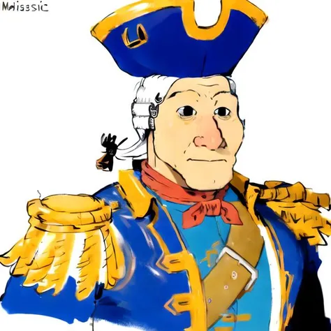 cptsmollet1, 1boy, solo, highres, (big nose:0.5), uniform, meme, wig, simple background, upper body, white background, hat
<lora:cptsmollet1:0.9>,, (masterpiece, best quality),  <lora:character_style_ vojac:0.75> vojac