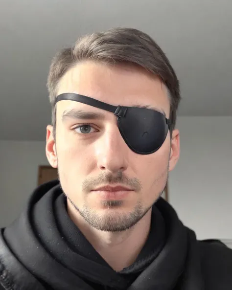 a man with a black left-eyepatch <lora:eyepatch:0.8>