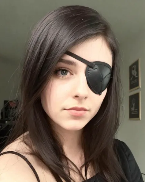a woman with a black left-eyepatch <lora:eyepatch:0.8>