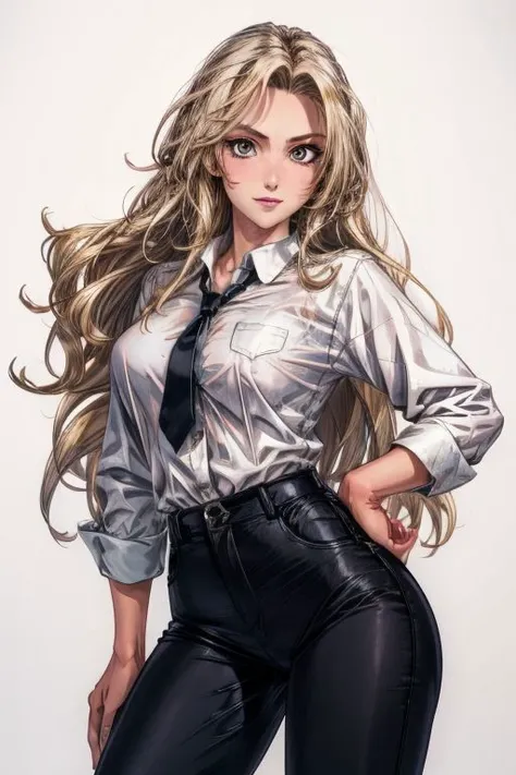 (masterpiece),
beautiful face,
sexy pose,
proud mood,
looking at viewer,
dim light,
1girl,
blonde hair, long hair,
black pants,
JanieD,
white shirt,
black background,
<lora:add_detail:1> <lora:Janie_Dickens:0.9>
