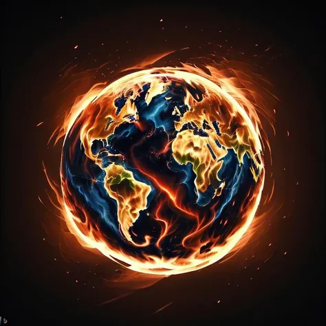 Earth,  global warming is a fact, vivid fire , space background <lyco:DonMF1re:0.65>