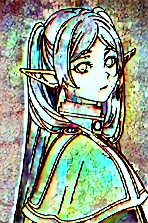 ((masterpiece)), (best quality), highres, ultra-detailed,
<lora:JibakuFrierenv2:0.8> , frieren, 1girl, earrings, elf, long hair, pointy ears, solo, twintails, green eyes, earrings, white hair, looking at viewer,