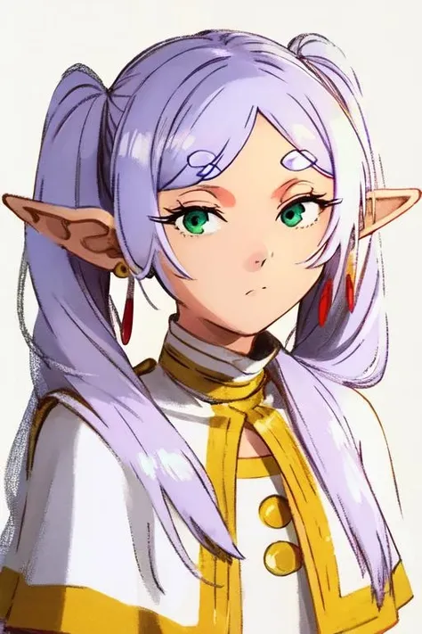 Ryūbōson（Nijisanji）,ponytail,Light purple hair,Purple eyes,horn,Elf Ears,White T-shirt, bottomless, bare breasts,Highest quality,High resolution