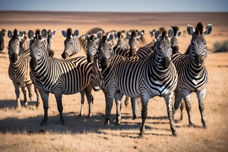 desert landscape (masterpiece, best quality:1.2), ultra-detailed, group of zebras standing next to a body of water, (realistic:1.5), <lora:EdobZebra_v1.0:0.8>